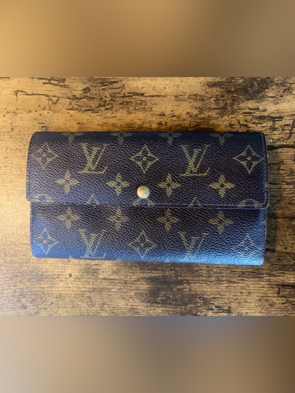 Louis Vuitton Monogram Canvas Brown & Gold Snap Wallet